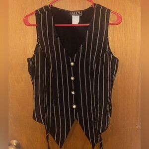 Vintage City Triangles Pin Stripe Button Down Vest Tank Top